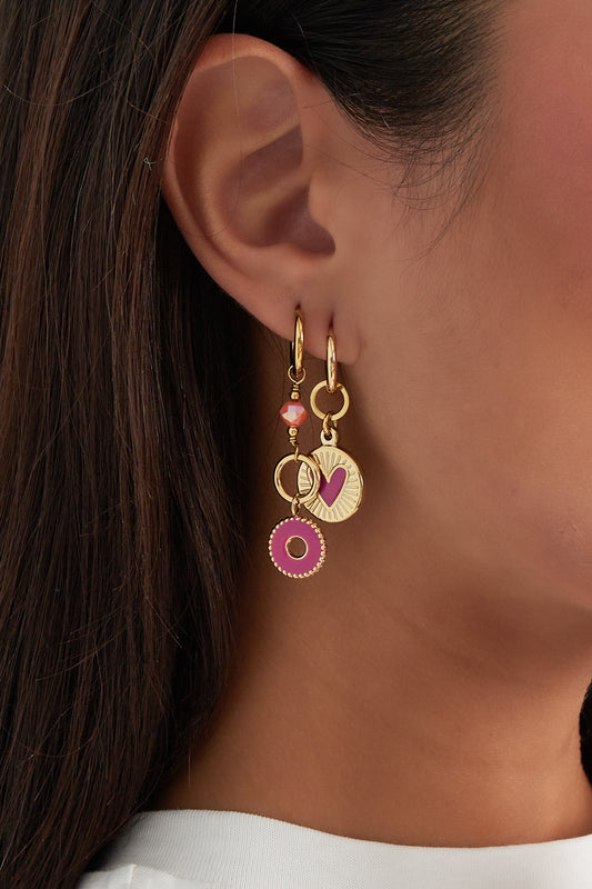 Oorbellen cosmic glow roze - Goud
