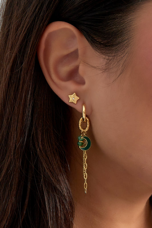 Oorbellen moonlight groen - Goud