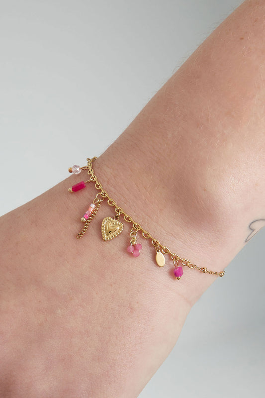 Armband pink party - Goud