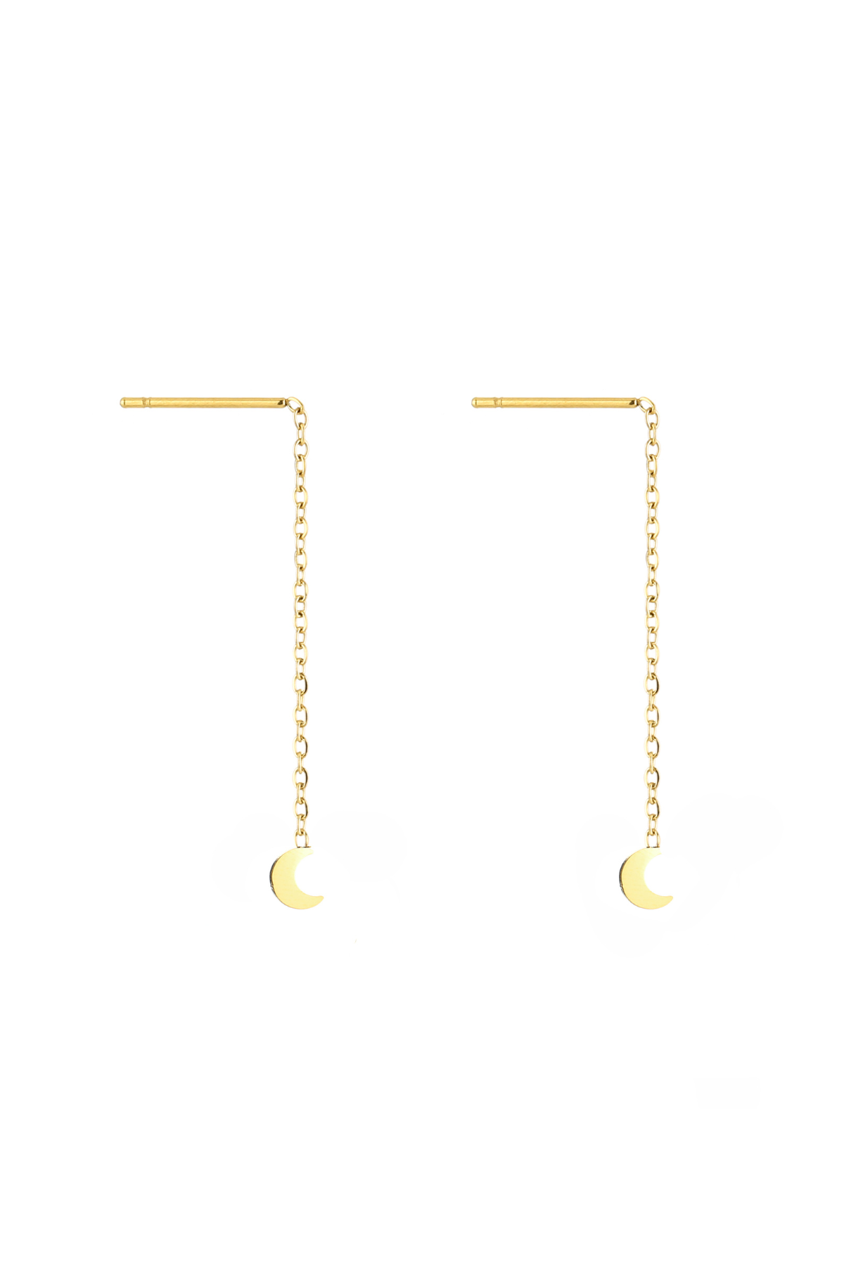 Oorbellen lang met maan - Goud