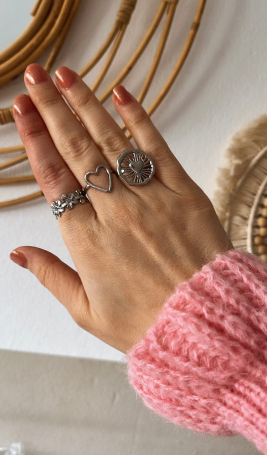 Ring open heart - Zilver