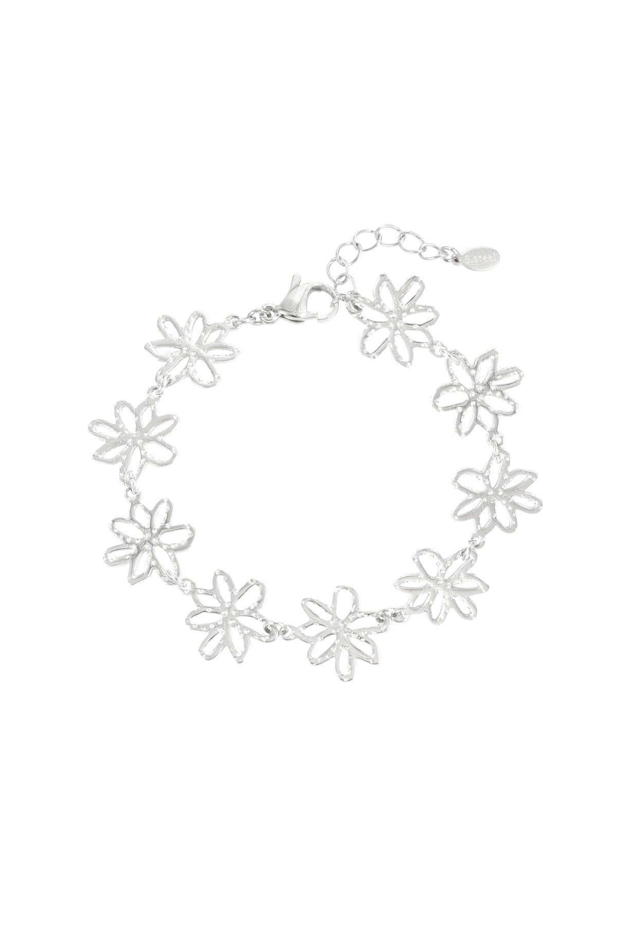 Armband bloemen party - Zilver