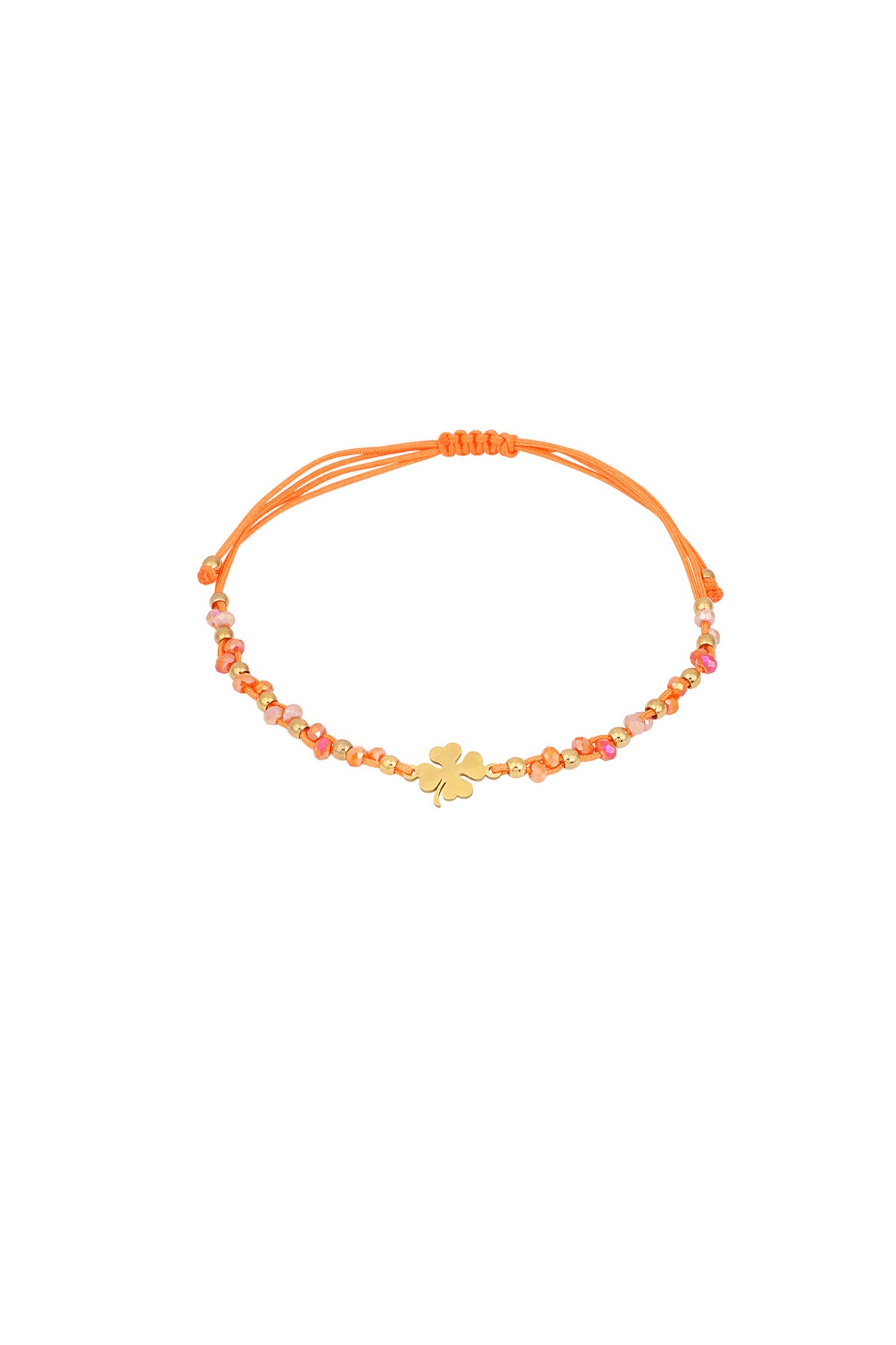 Clover charm armband oranje - Goud