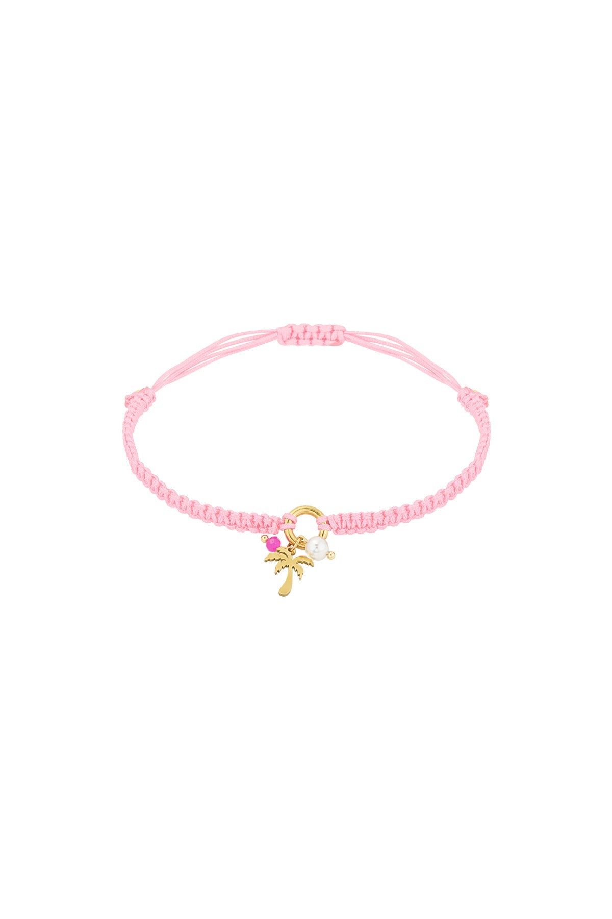 Paradise charm armband roze - Goud