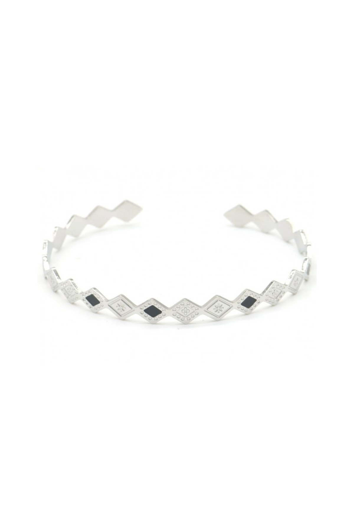 Armband bangle met ruitjes - Zilver
