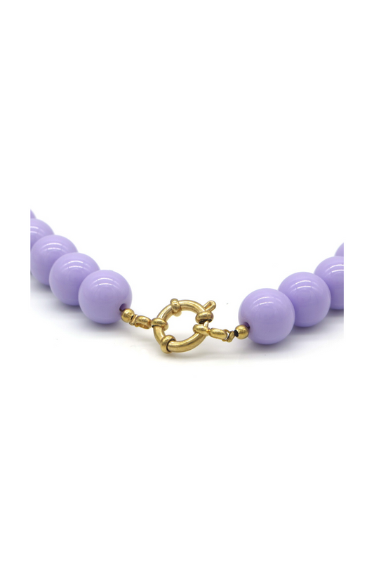 Ketting met paarse kralen - Goud