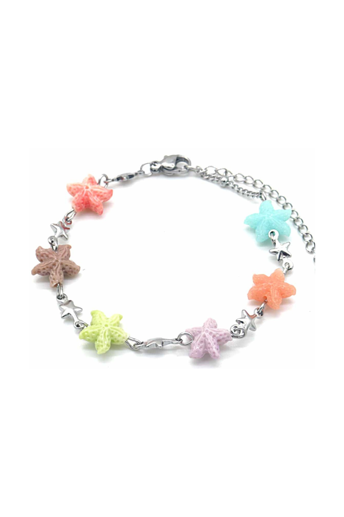 Armband met gekleurde zeesterren - Zilver