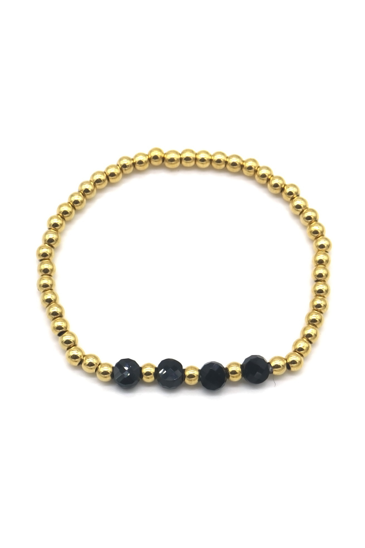 Armband met goud en zwarte kralen - Goud