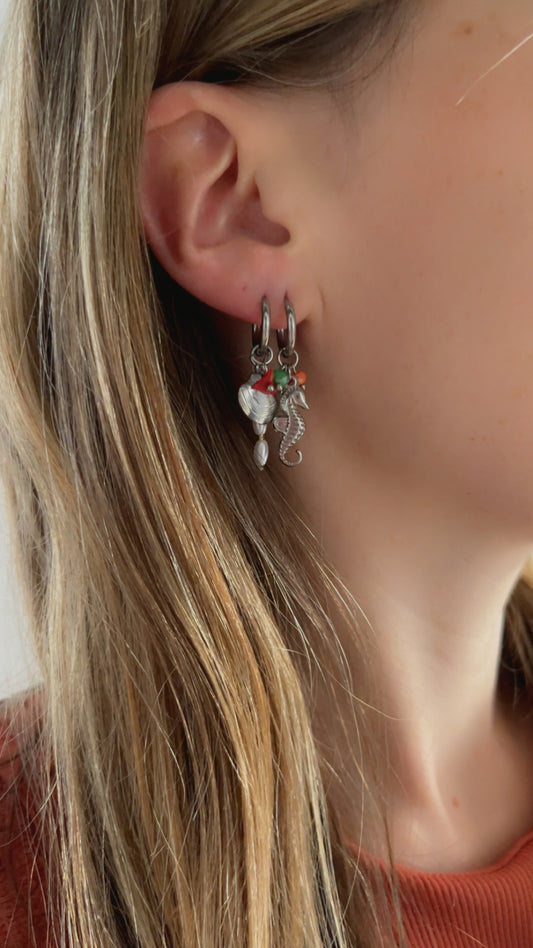 Oorbellen zeepaardje - Zilver