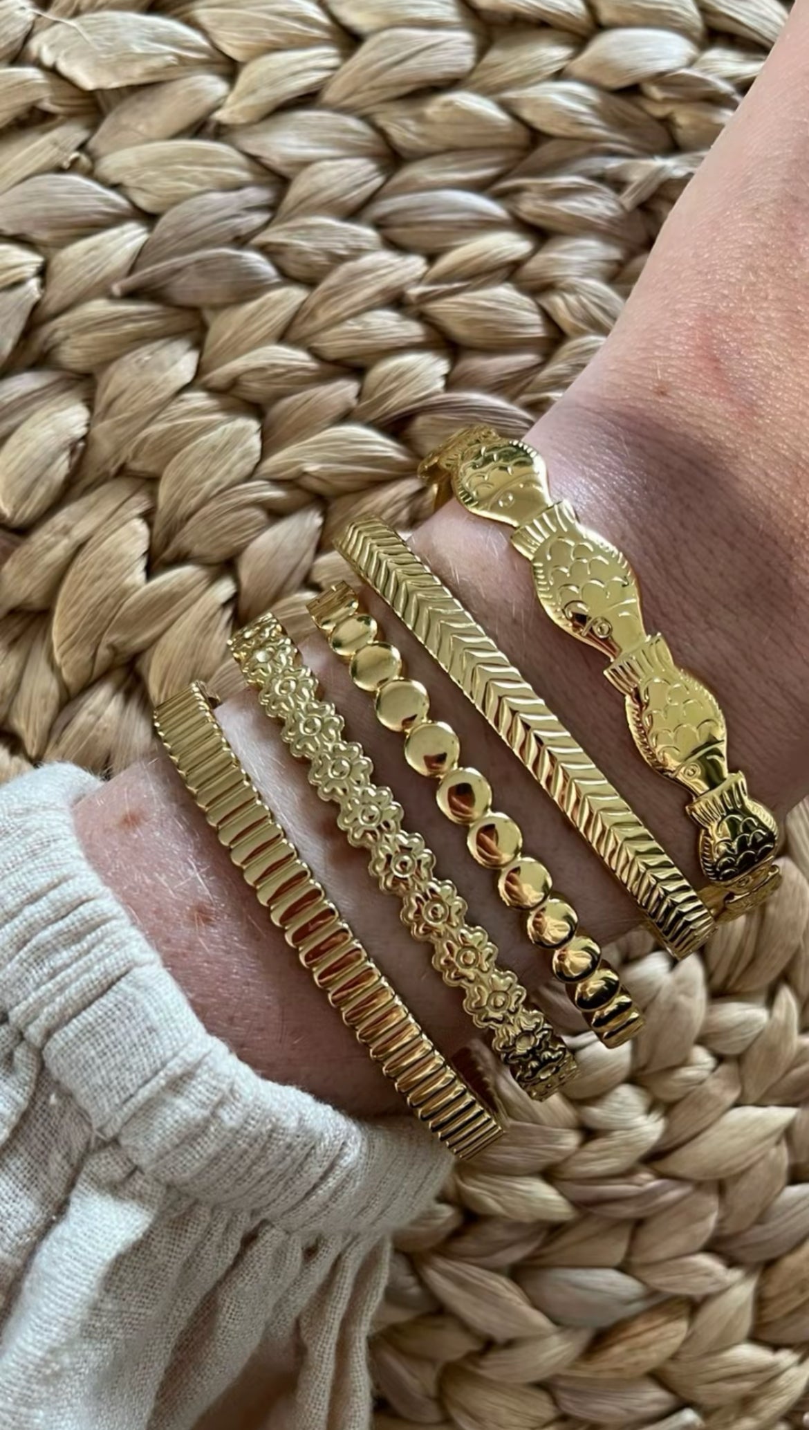 Bangle armband gevlochten - Goud