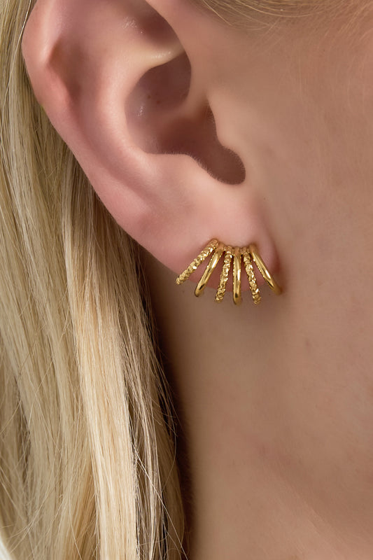 Oorbellen met reeks mini hoops - Goud