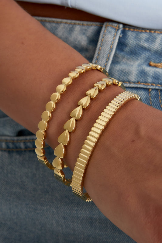 Bangle armband met hartjes - Goud