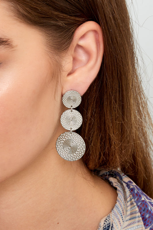 Oorbellen statement coins - Zilver
