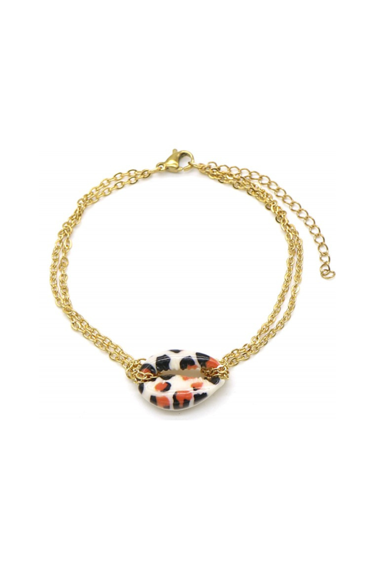 Dubbele armband met schelp panter - Goud