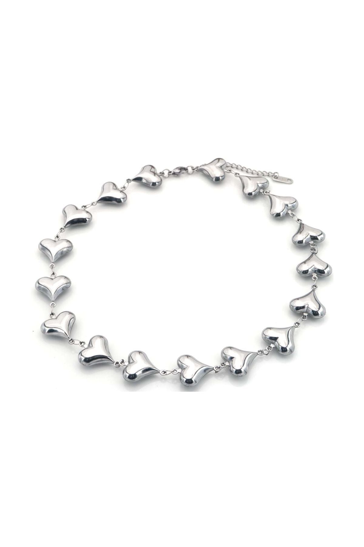 Ketting met hartjes - Zilver