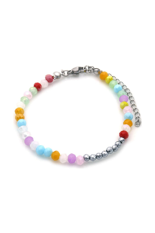 Armband met gekleurde kraaltjes - Zilver