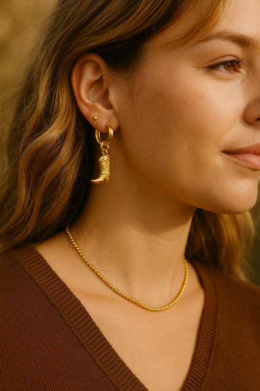 Oorbellen met cowboy laarzen - Goud