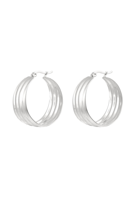 Oorbellen hoops met structuur - Zilver