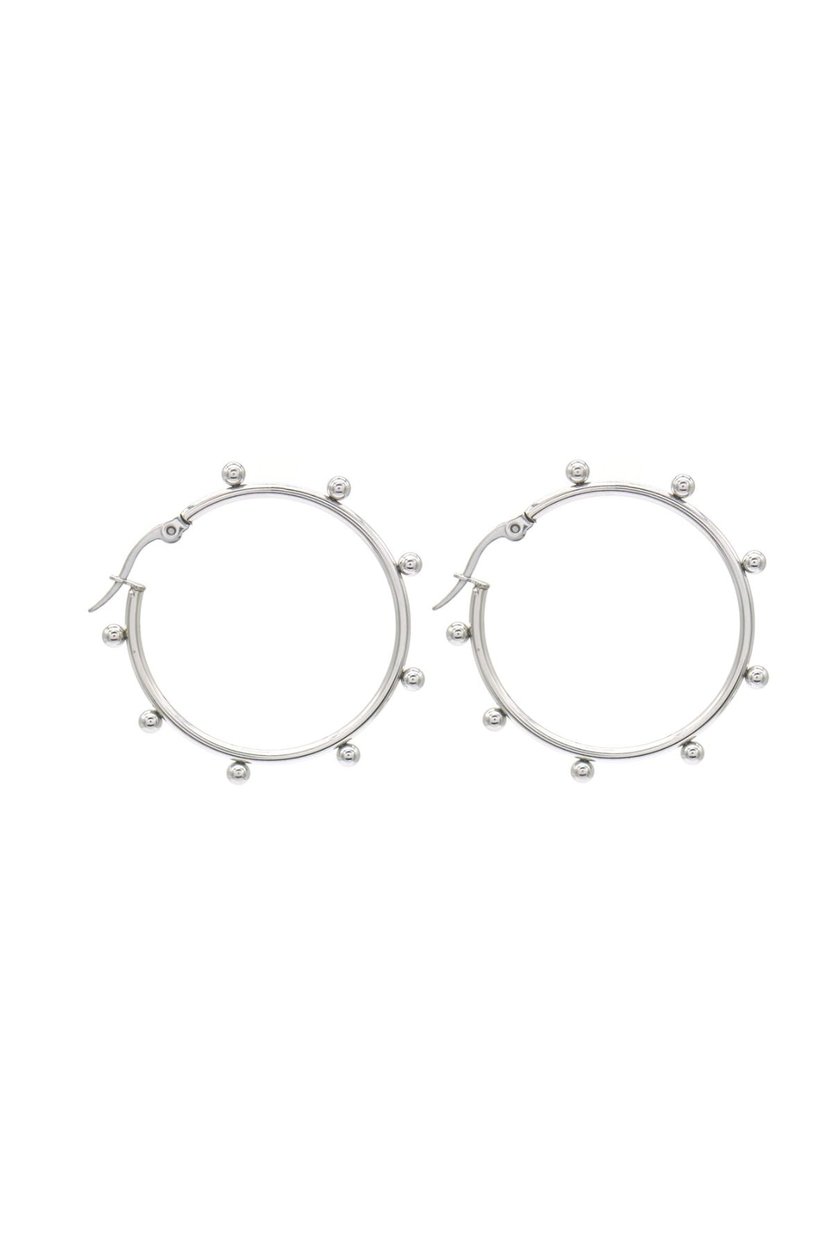 Oorbellen hoops 3,5 cm met dots - Zilver