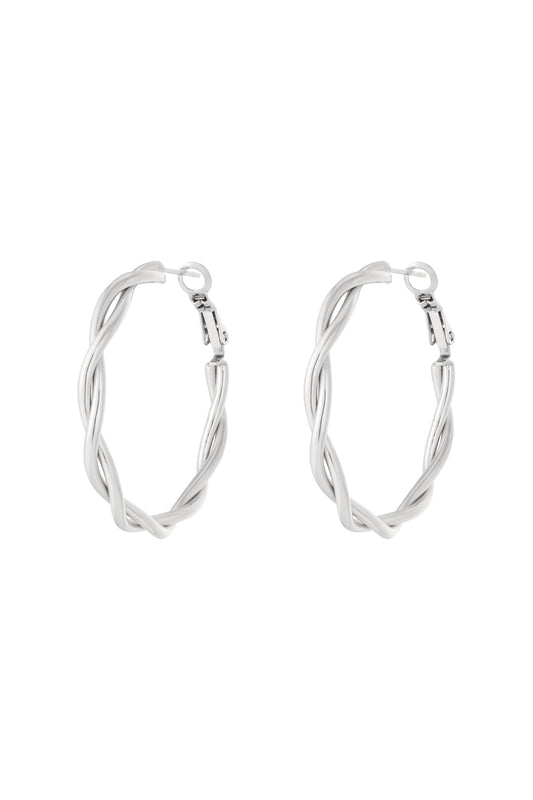 Oorbellen hoops 4 cm gedraaid - Zilver