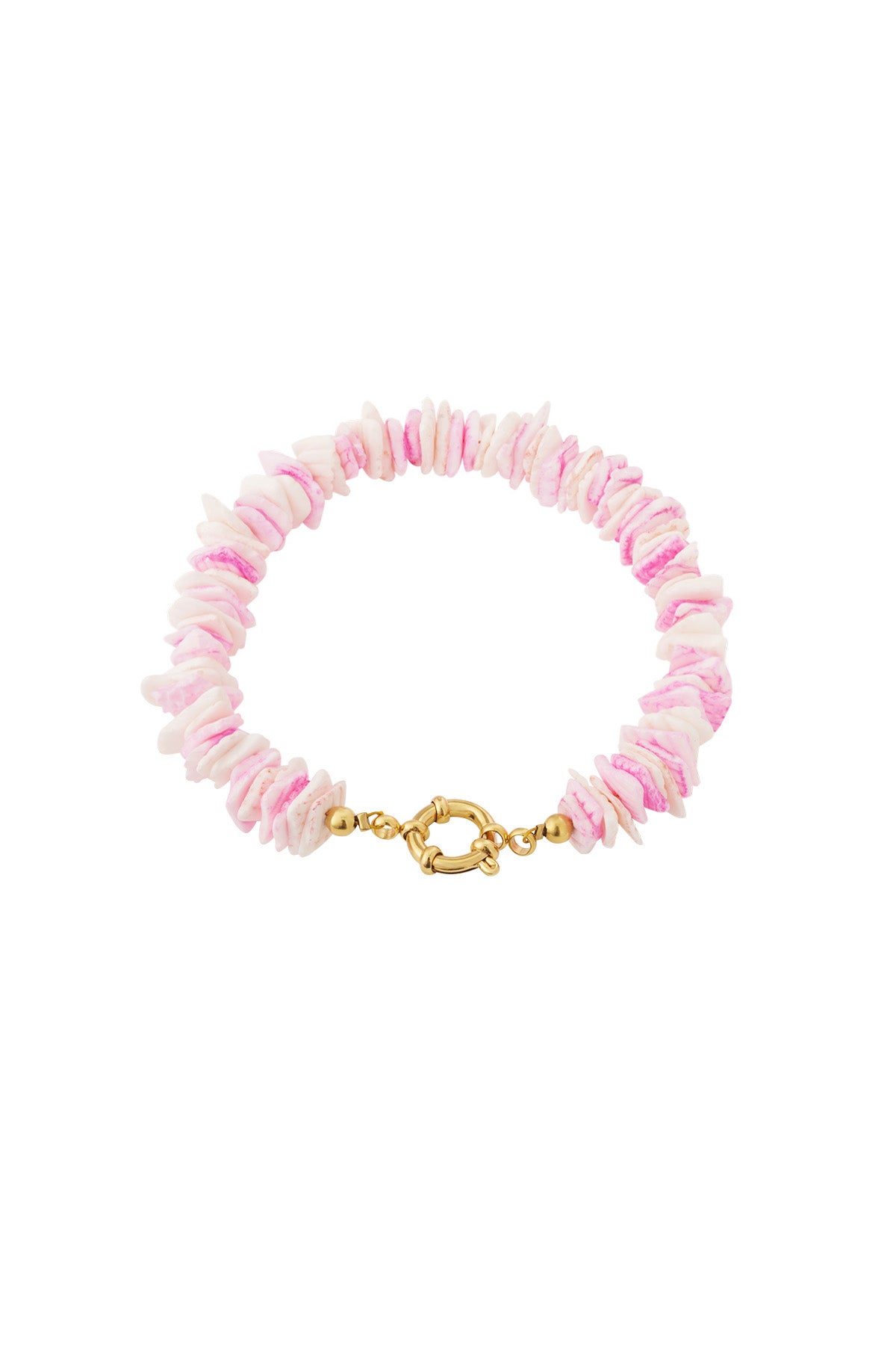 Schelpen armband roze - Goud
